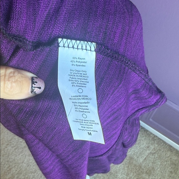 Lularoe Sarah sweater cardigan black purple long sleeve size medium - Picture 4 of 5